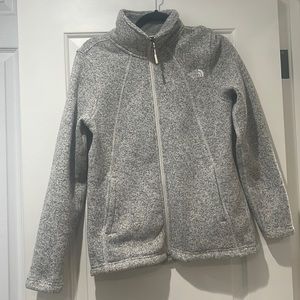Women’s Grey and white colored The North Face fleece full zip up